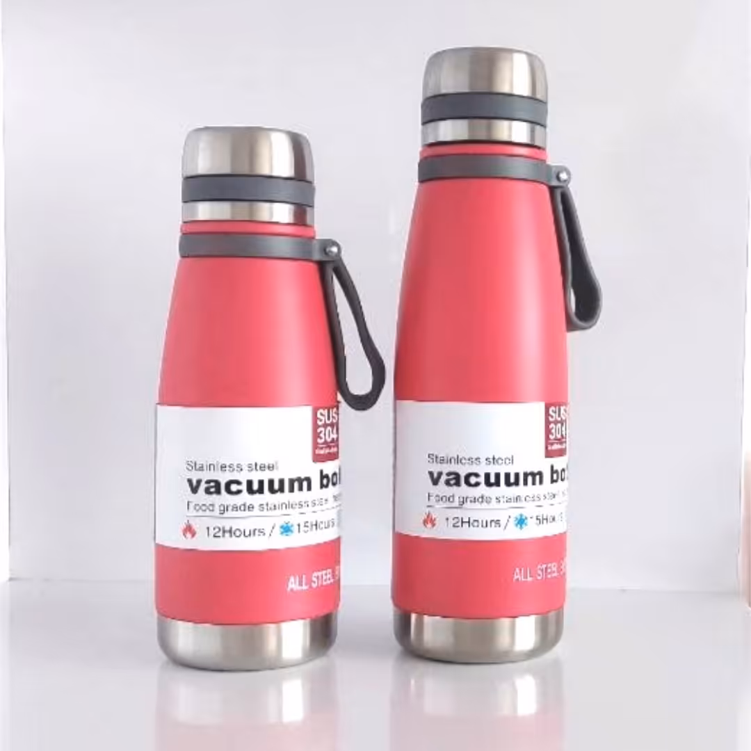 فلاسک استیل اسپورت دو جداره 304 حجم 800 میلی لیتر  صافی دار رنگ سرخابی (صورتی)