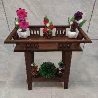 استند گلدان دو طبقه طرح ایکیا رنگ قهوه ای