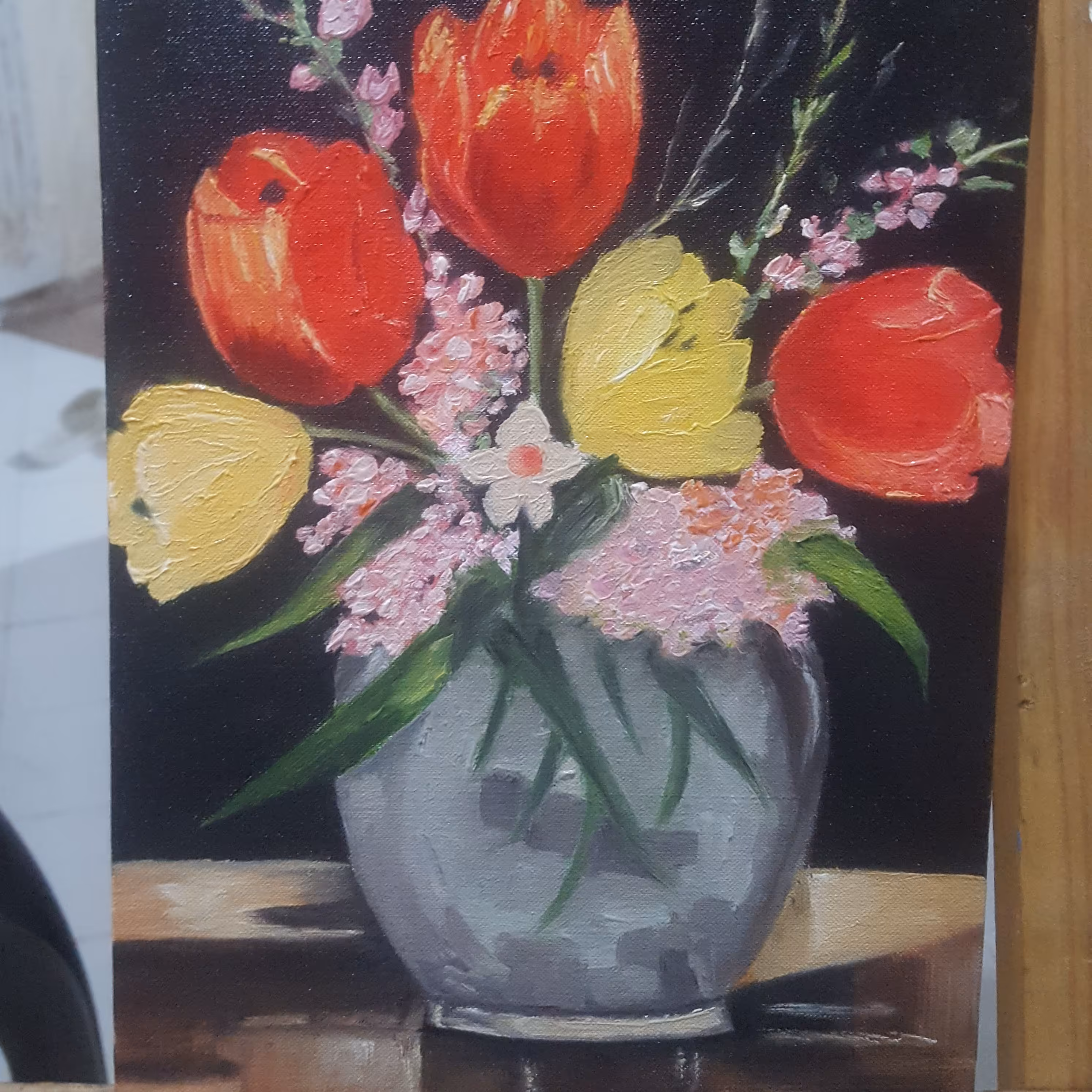 تابلو رنگ روغن گل و گلدون ، ابعاد 20 در 30 