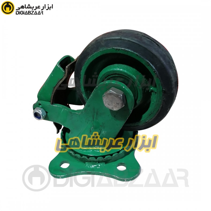 چرخ 13 گردان پویان مدل ترمزدار فولادی لاستیکی سبز