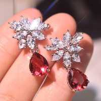 گوشواره طرح اشک قرمز کد E842