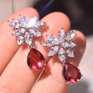 گوشواره طرح اشک قرمز کد E842