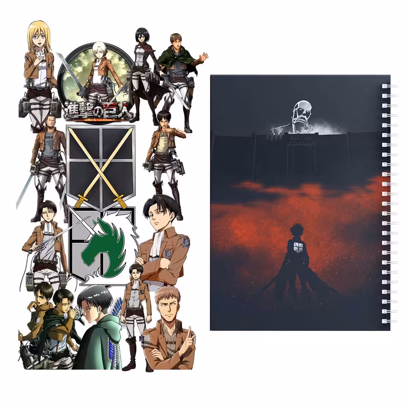 دفتر مشق باژیکان طرح Attack On Titan کد 20211441 به همراه استیکر مجموعه 14 عددی