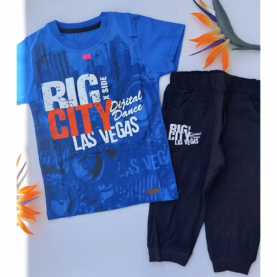 تیشرت و شلوارک پسرانه جنس نخ پنبه سایز 50 و 55