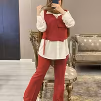 ست سه تیکه (شومیز شلوار جلیقه )درجه یک