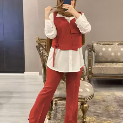 ست سه تیکه (شومیز شلوار جلیقه )درجه یک