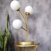 آباژور رومیزی سه حبابی با رنگ استاتیک ترکیه با ضمانت 5 ساله در دو رنگ مشکی و طلایی (پس کرایه)