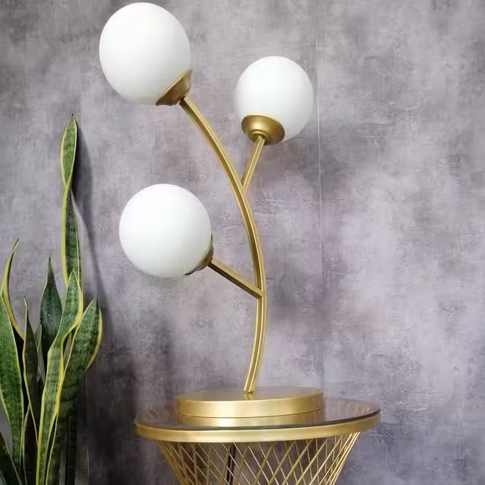 آباژور رومیزی سه حبابی با رنگ استاتیک ترکیه با ضمانت 5 ساله در دو رنگ مشکی و طلایی (پس کرایه)