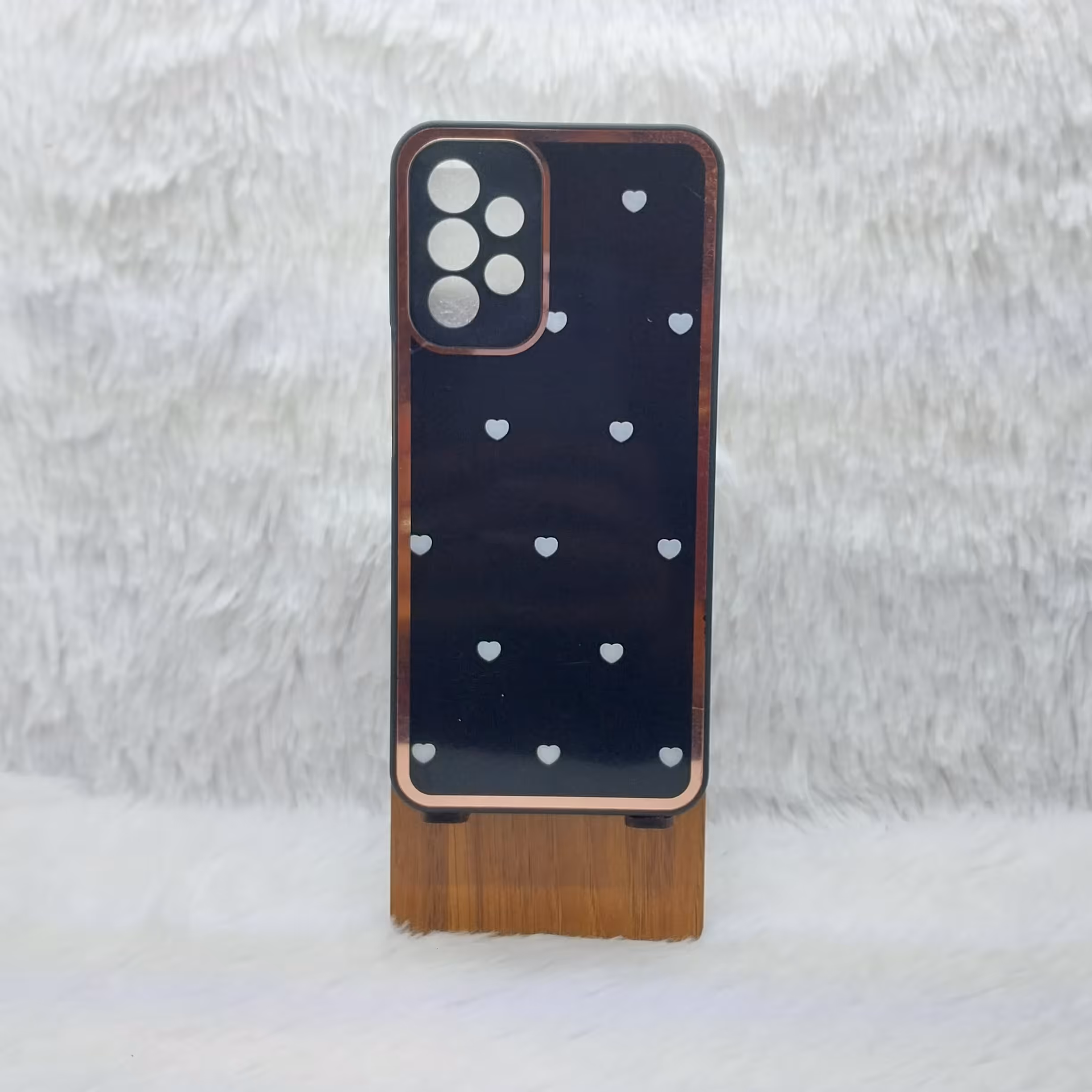 گارد (قاب) گوشی A23 مدل پشت گلس گلدلاین طرح قلب سفیدمناسب گوشی Samsung  A23 4G