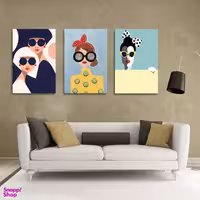 تابلو شاسی بکلیت طرح نقاشی دکوراتیو مدرن سبک کوبیسم مدل SH-1410مجموعه 3 عددی