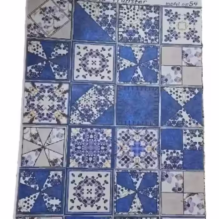 ترانسفر کاشی نقوش آبی کرمی