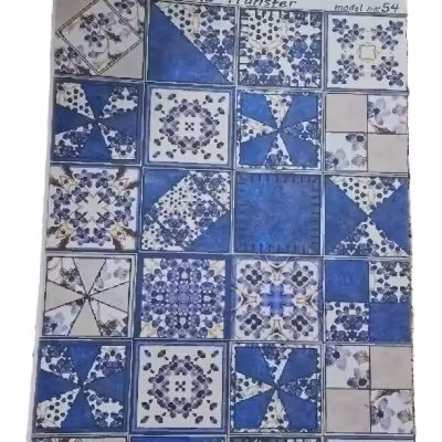 ترانسفر کاشی نقوش آبی کرمی