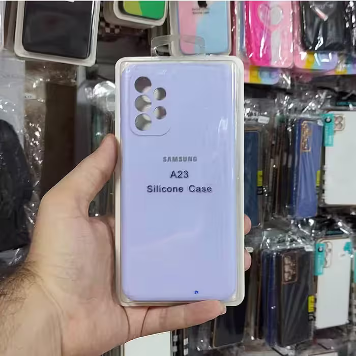 گارد سیلیکونی اورجینال (پاک کنی ) سامسونگ A23 رنگ یاسی