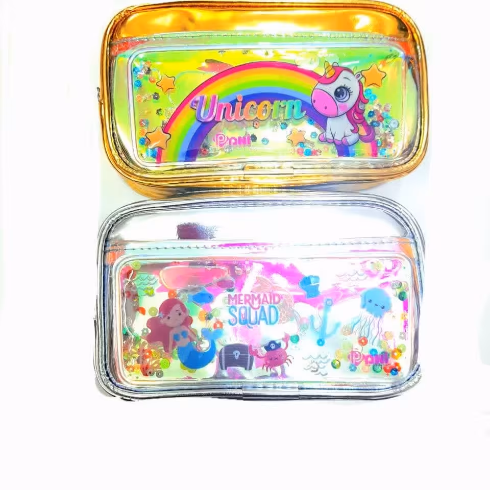 جامدادی آکواریومی سه زیپ نقره ای