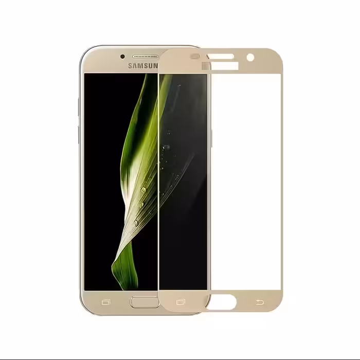 گلس شیشه ای تمام صفحه گوشی Samsung Galaxy A7 2017 - فریم گلد