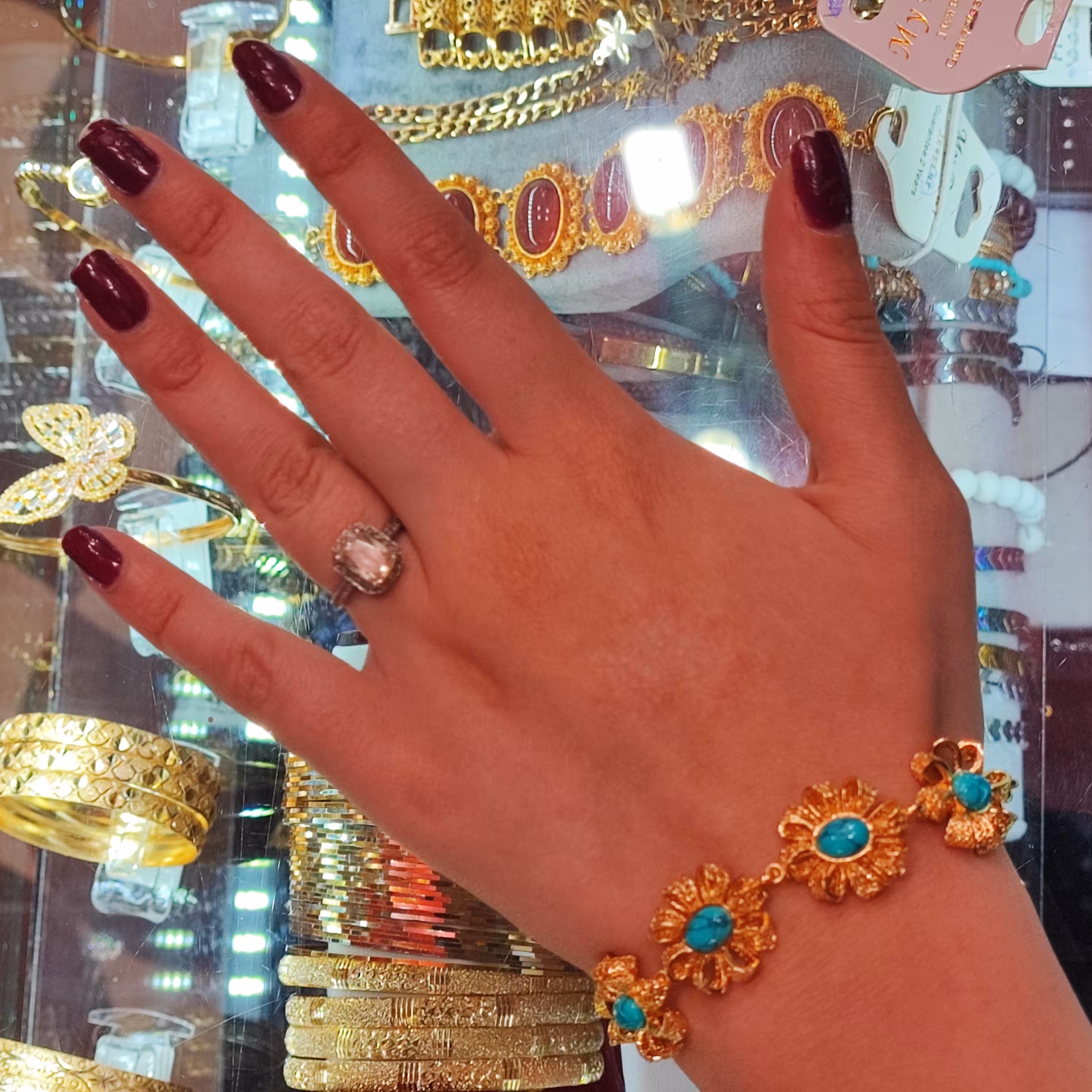 دستبند نگین آبی رنگ ثابت 