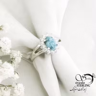 انگشتر فیروزه نیشابور نقره ایتالیا کد 15332