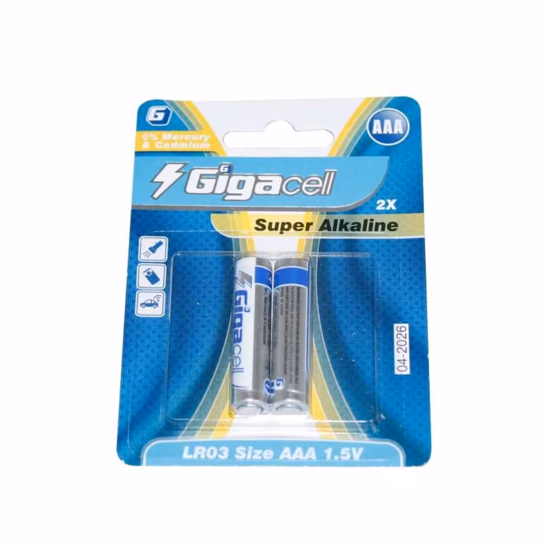 باتری دوتایی نیم قلمی Gigacell Premium Alkaline LR03 1.5V AAA

