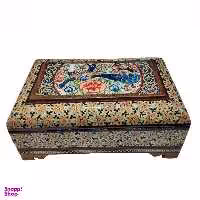 جعبه جواهرات خاتم کاری مدل بغل صاف گل و مرغ کد 78