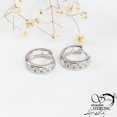 گوشواره حلقه ای نقره طرح کلاسیک کد 11406