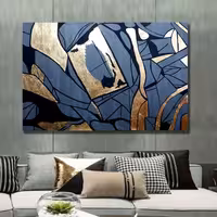 تابلو نقاشی کار شده با ورق طلا در ابعاد 120 در 80 با طرح مدرن