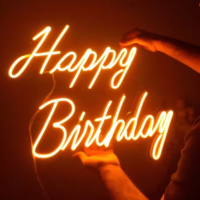 تابلو نئون طرح تولدت مبارک (Happy birthday) همراه ریموت کنترل و 36ماه گارانتی سایز بزرگ
