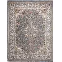 فرش ماشینی افرند 1200 شانه گل برجسته زمینه دودی کد 2244 (یک و نیم متری)