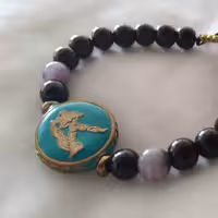 دستبند تبتی، ماه تولد، مدل کشویی، قابلیت اندازه هرسایزی، سنگ اونیکیس مشکی،