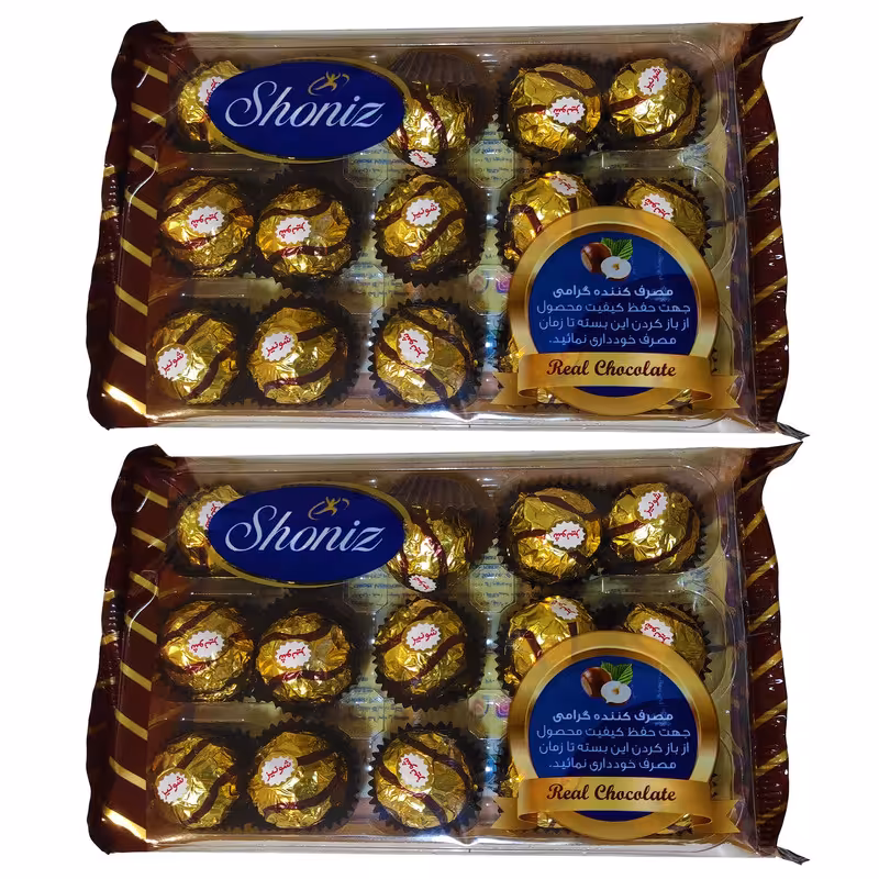 شکلات مغزدار طلایی شونیز - 200 گرم بسته 2 عددی