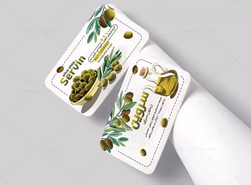 کارت ویزیت لایه باز فروشگاه زیتون | گرافیک با طعم تربچه