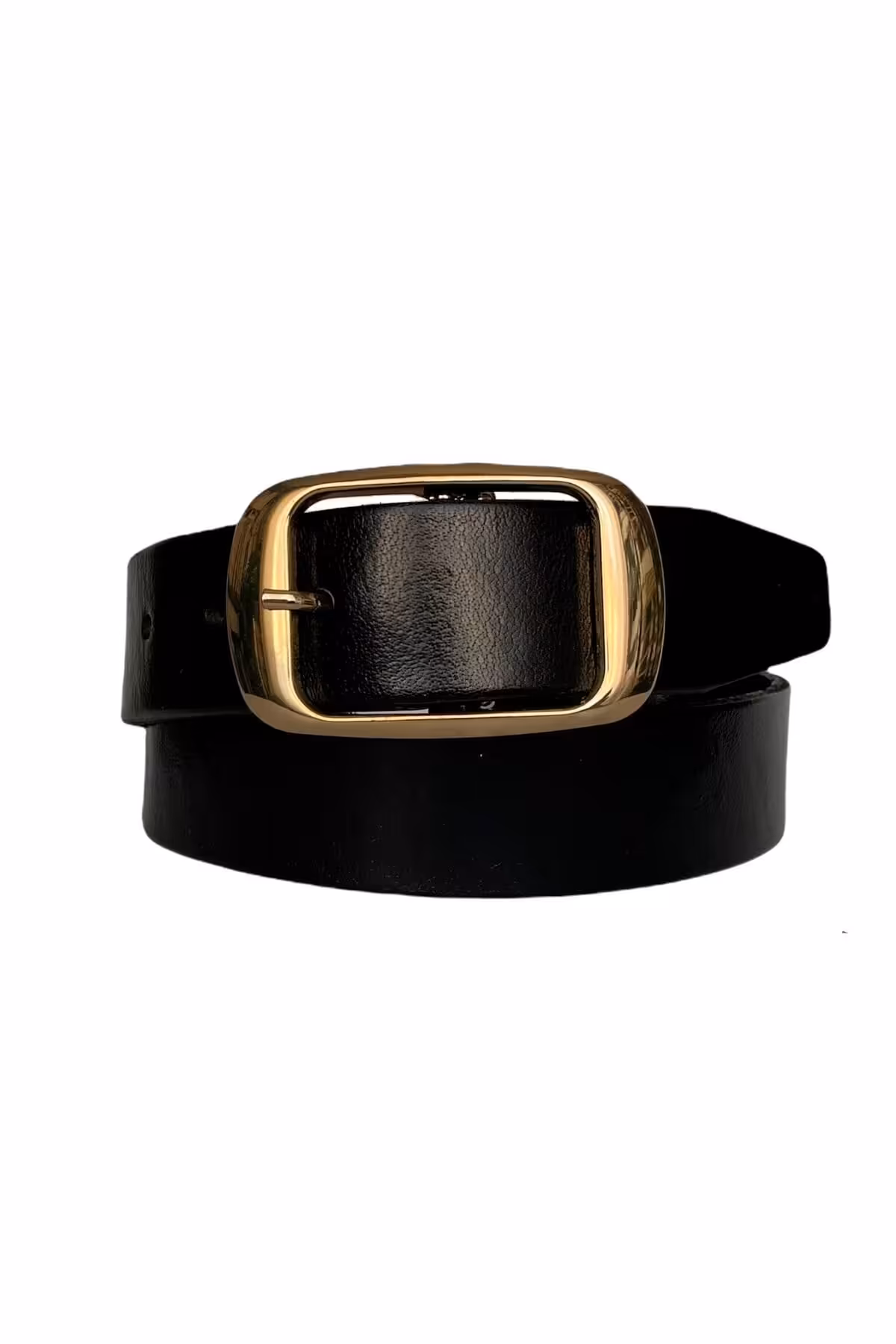 کمربند مشکی زنانه شلوار جین سگک طلا چرم اصل اسپرت 4 سانتی GoDeri