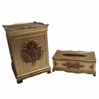 ست سطل و جای دستمال کاغذی تاپ پلاست مدل لوکس