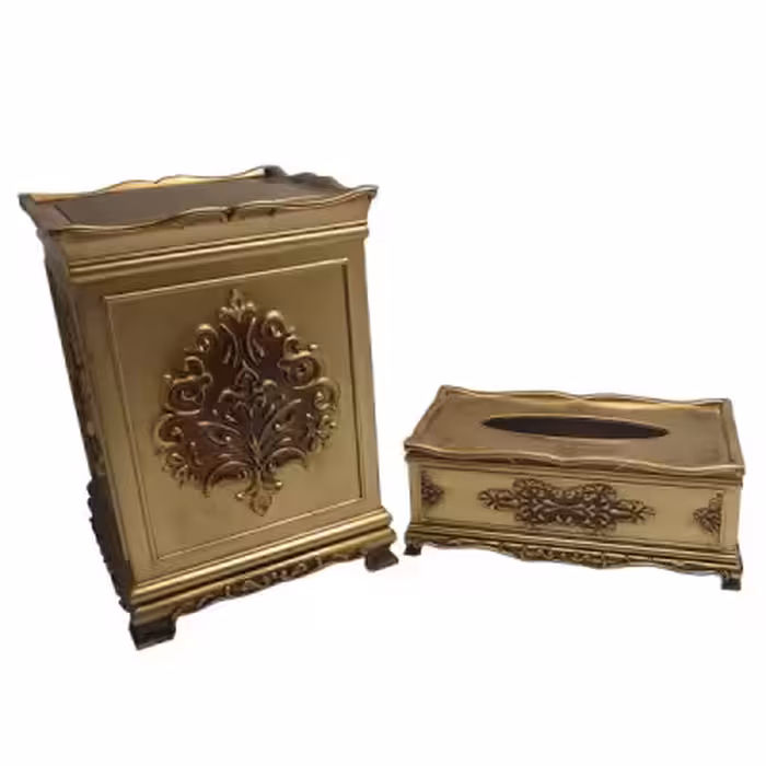 ست سطل و جای دستمال کاغذی تاپ پلاست مدل لوکس