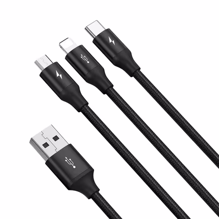 کابل سه سر فست شارژ باسئوس Baseus USB to M L C Rapid Series
