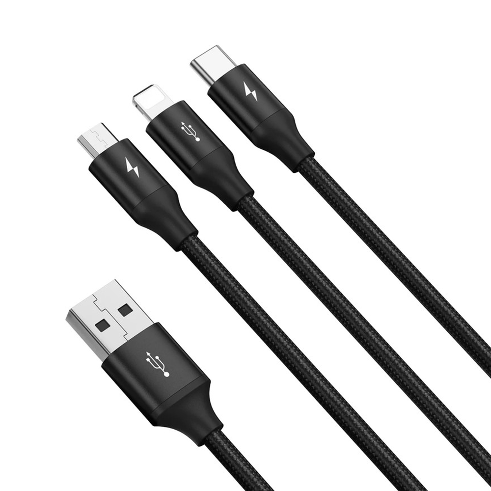 کابل سه سر فست شارژ باسئوس Baseus USB to M L C Rapid Series