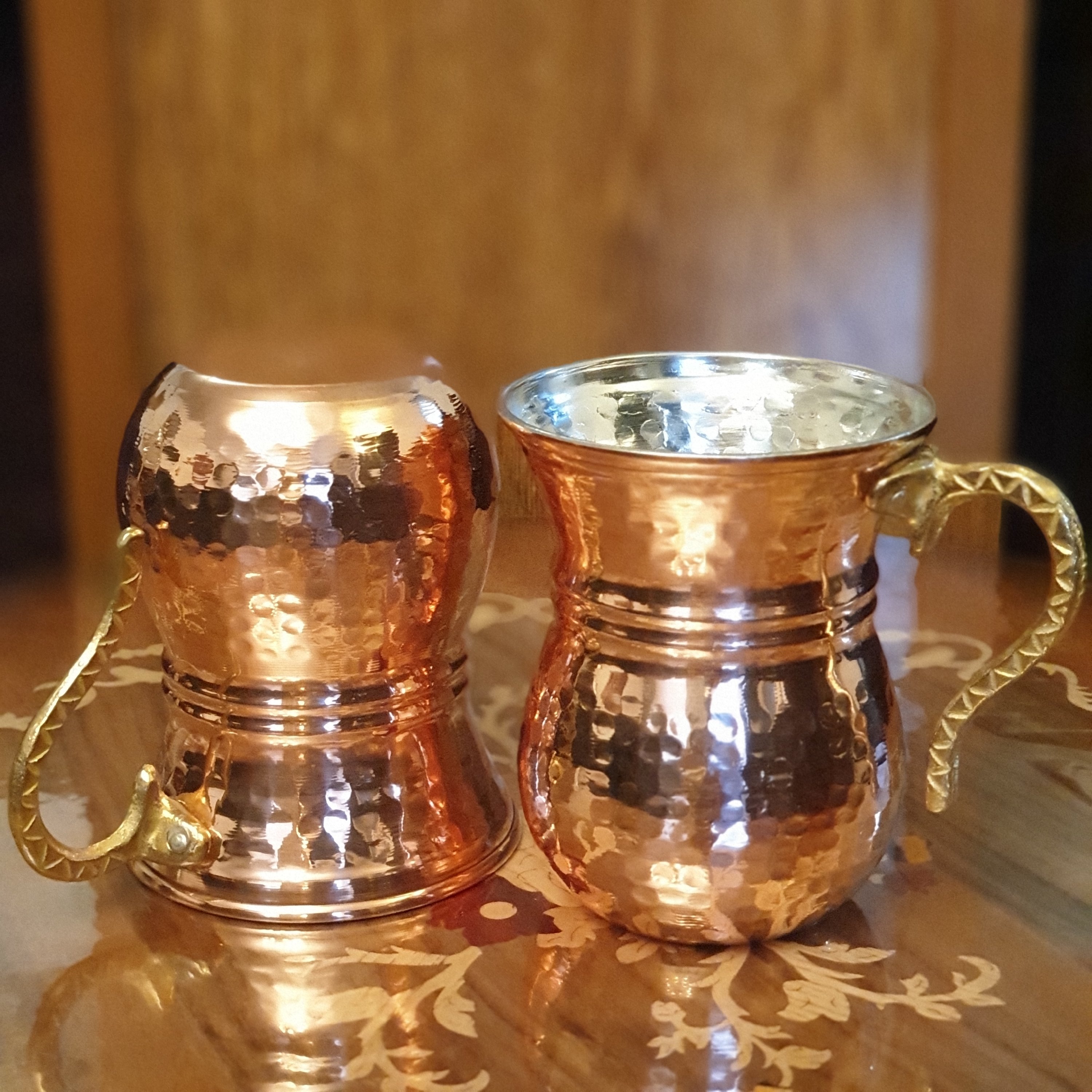 لیوان مسی طرح ترک دسته دار (دسته برنجی)