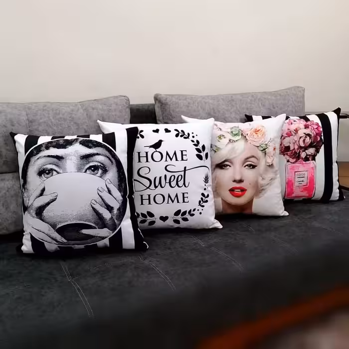 کاور کوسن مخمل مبلی طرح مرلین مونرو (پسکرایه هزینه ارسال با مشتری توضیحات مهم)