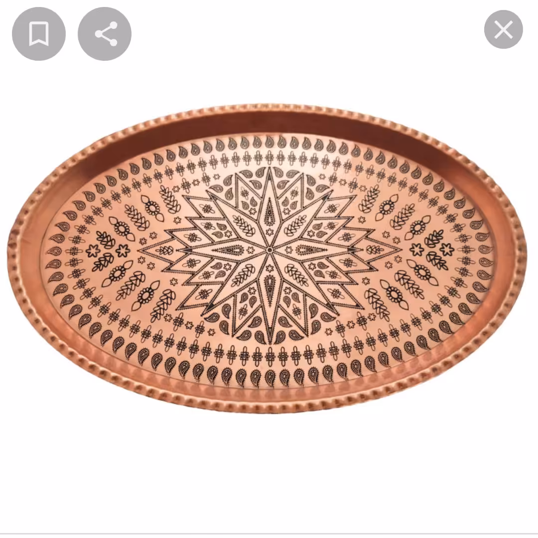 سینی بیضی انتی اکسید مسی سایز1قطرکوچک:18سانتی قطر بزرگ:28سانتی