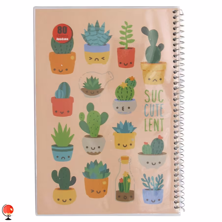 دفتر مشق 80 برگ سیمی مجلد طرح کاکتوس آپادانا