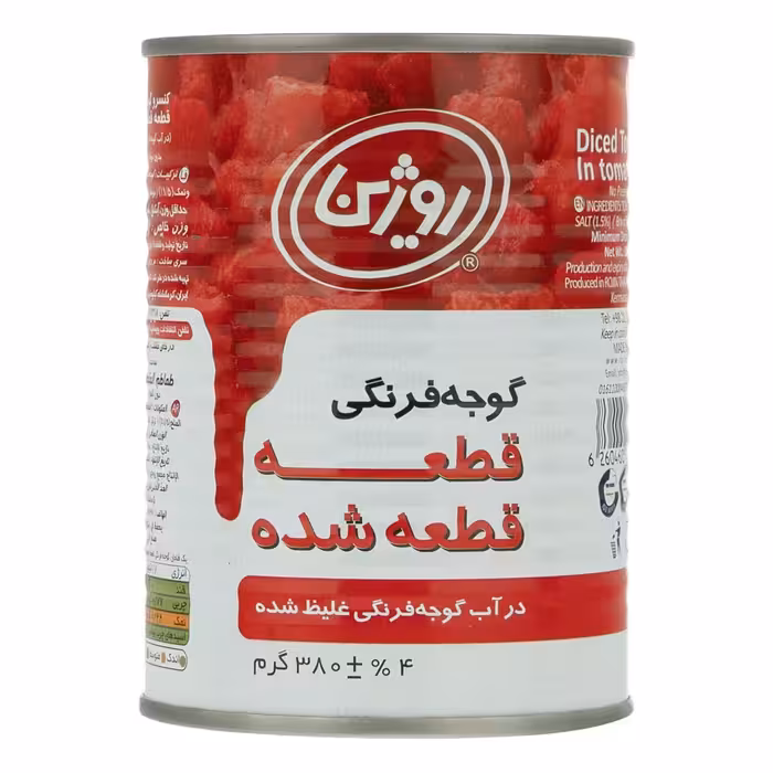 کنسرو گوجه فرنگی خرد شده روژین تاک مقدار 380 گرم