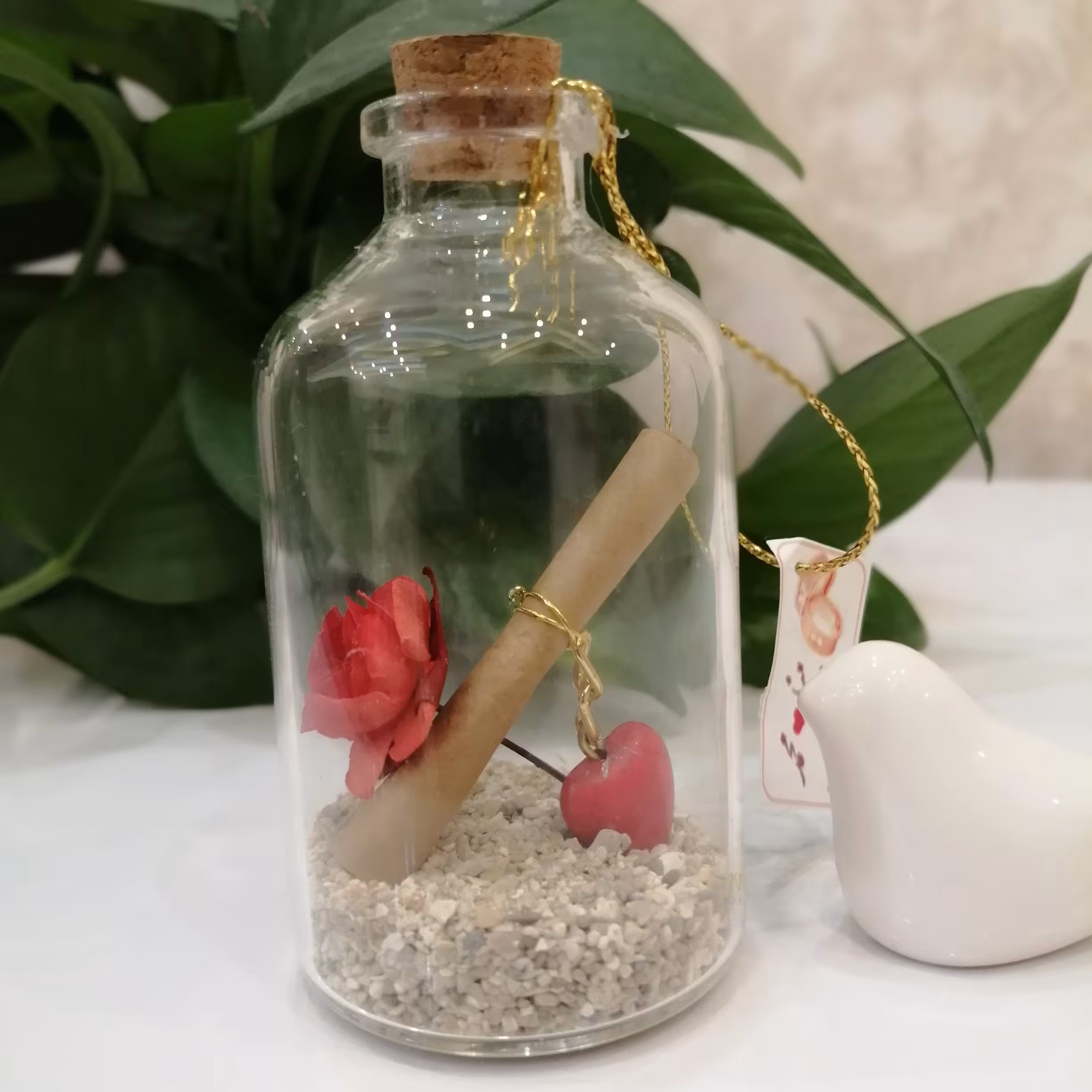 گیفت عروسی شیشه ای قلب قرمز