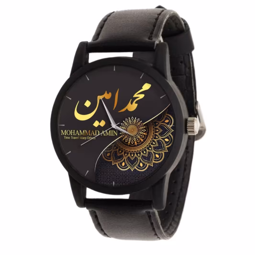 ساعت مچی پسرانه طرح اسم محمد امین با کیفیت عالی و قیمت مناسب قابل استفاده در مدرسه  
