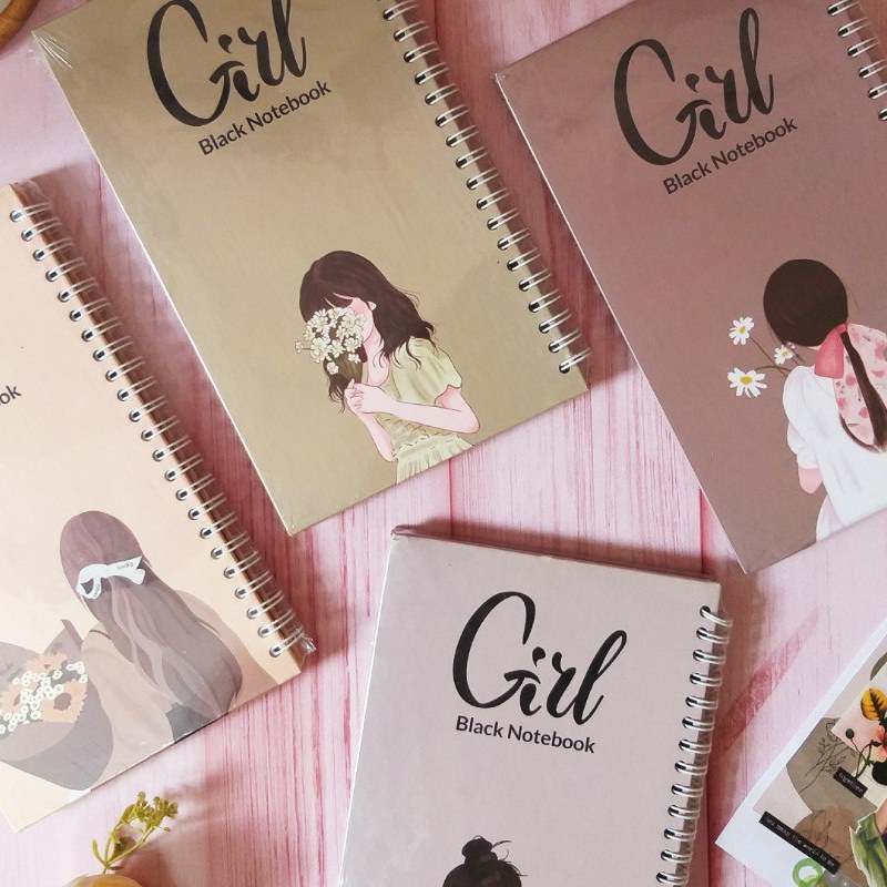 دفترچه جلد سخت برگ مشکی Girl