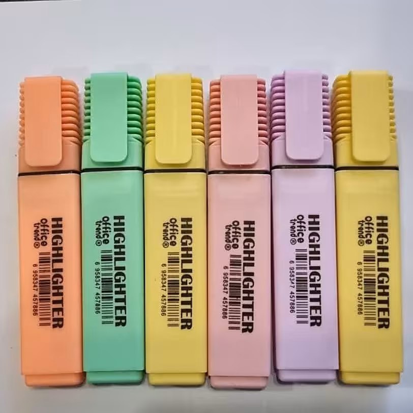 ماژیک هایلایت مدل  پاستلی بسته 6 عددی