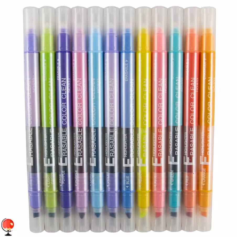 ماژیک هایلایتر پاک کن دار 12 رنگ