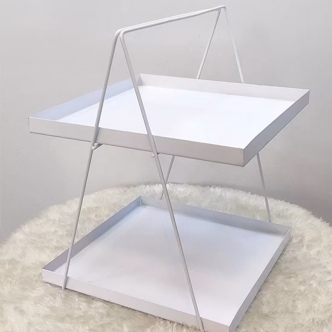 استند فلزی دوطبقه سفید