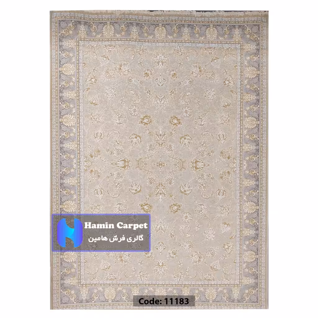 فرش 9 متری 1200 شانه تراکم 3600  نخ اکلریک گل برجسته کد AR11183