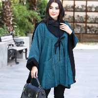 پانچو زنانه مخمل کبریتی مدل سیوان سایز بزرگ