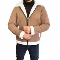 کت بوفالو مردانه جنس مخمل فوتر داخل تدی کرمی