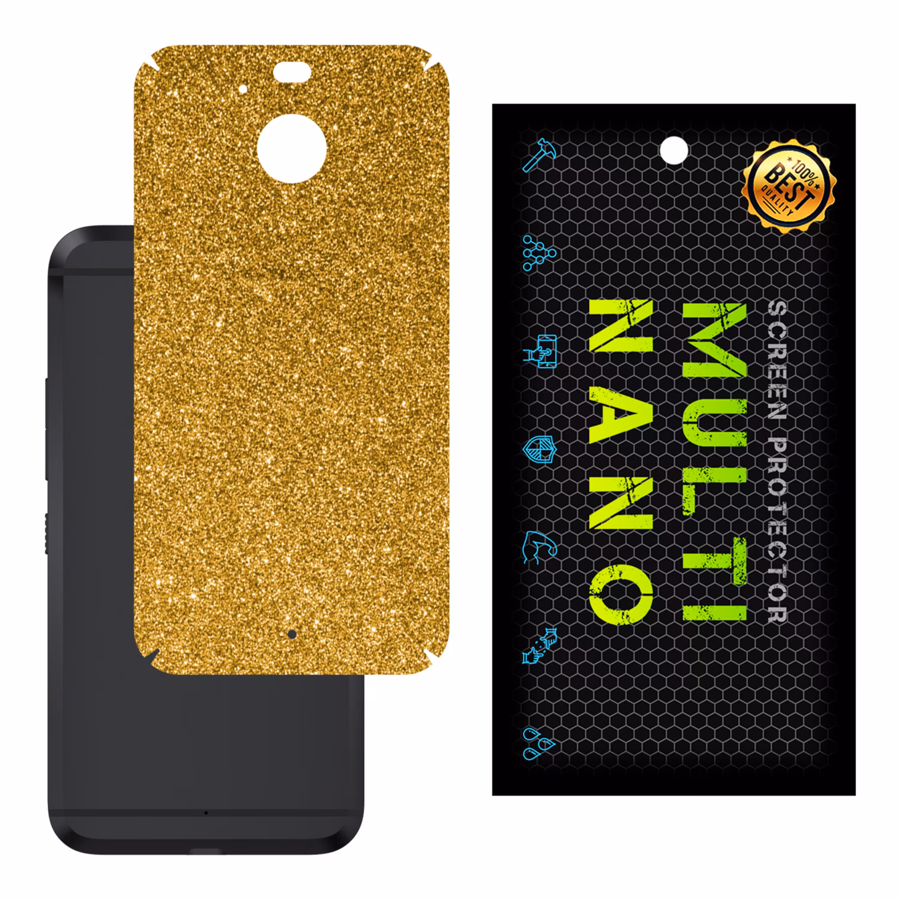 برچسب پوششی MultiNano مدل X-G1F-Gold برای پشت موبایل اچ تی سی 10 Evo